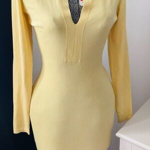 Ronny Kobo Collection Yellow Long Sleeve Dress
